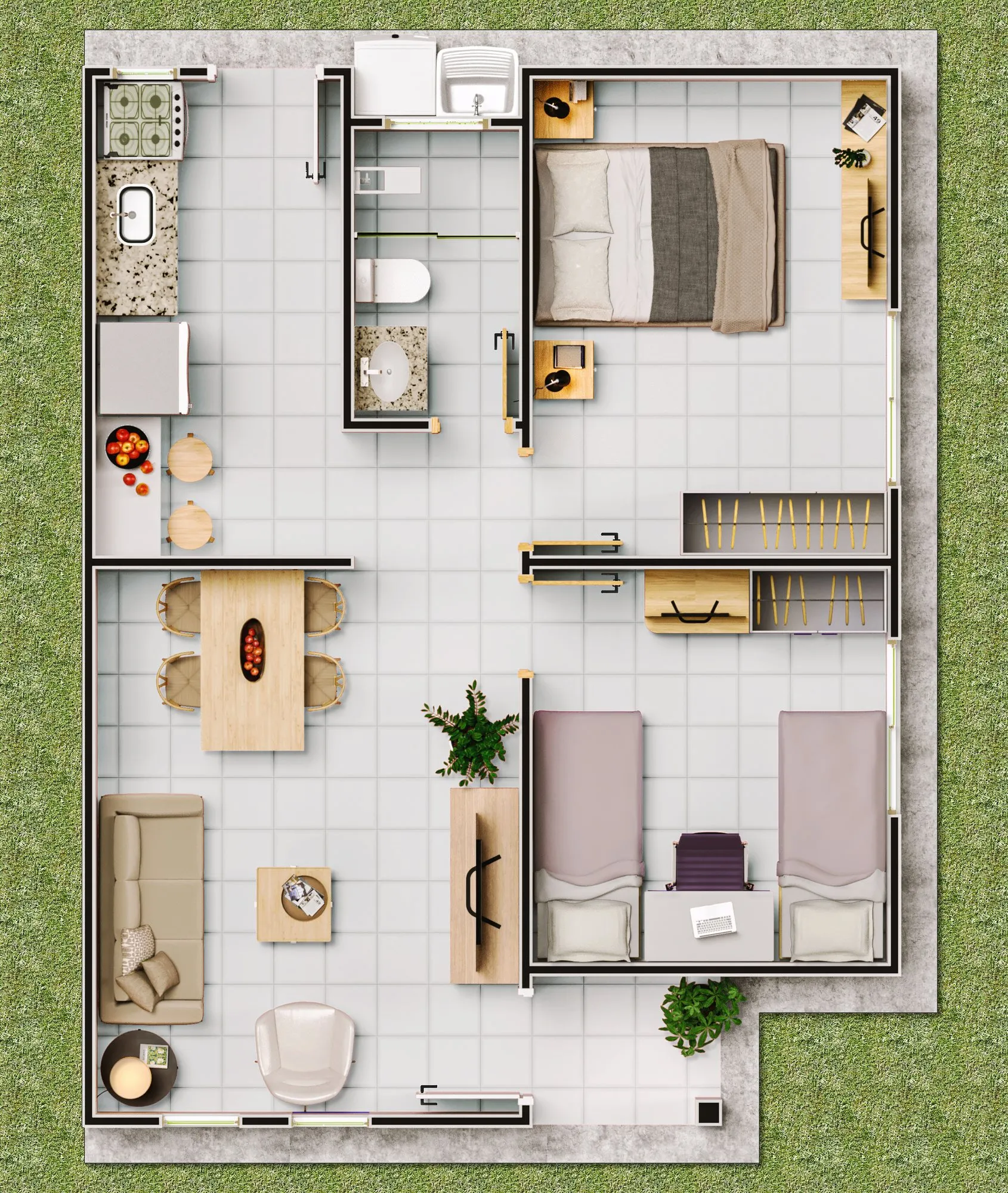 Planta da casa de 49 m²