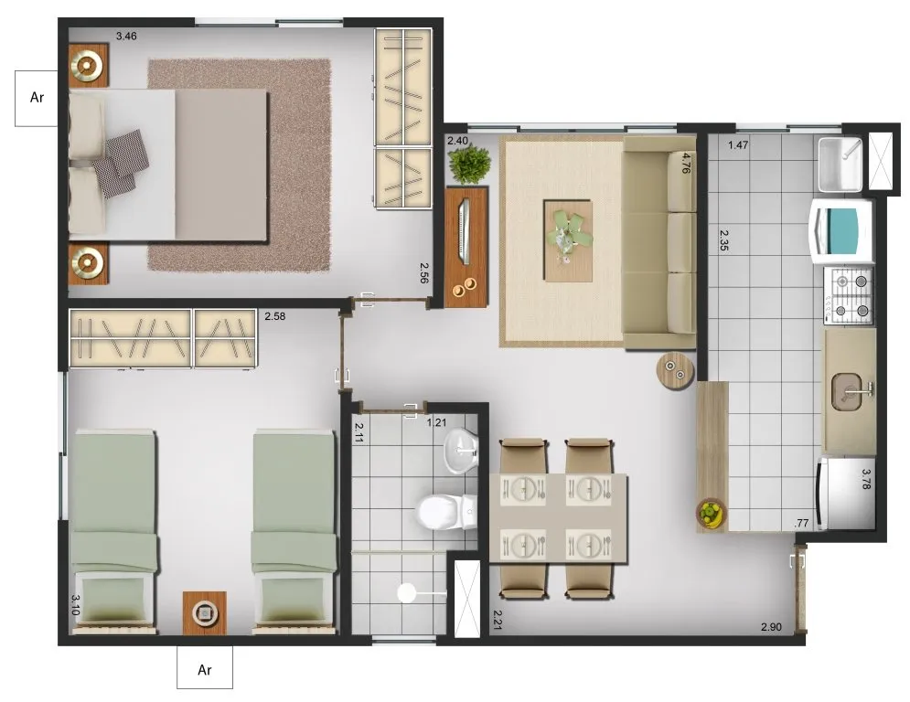 Planta apartamento: Smart Vista do Sol I