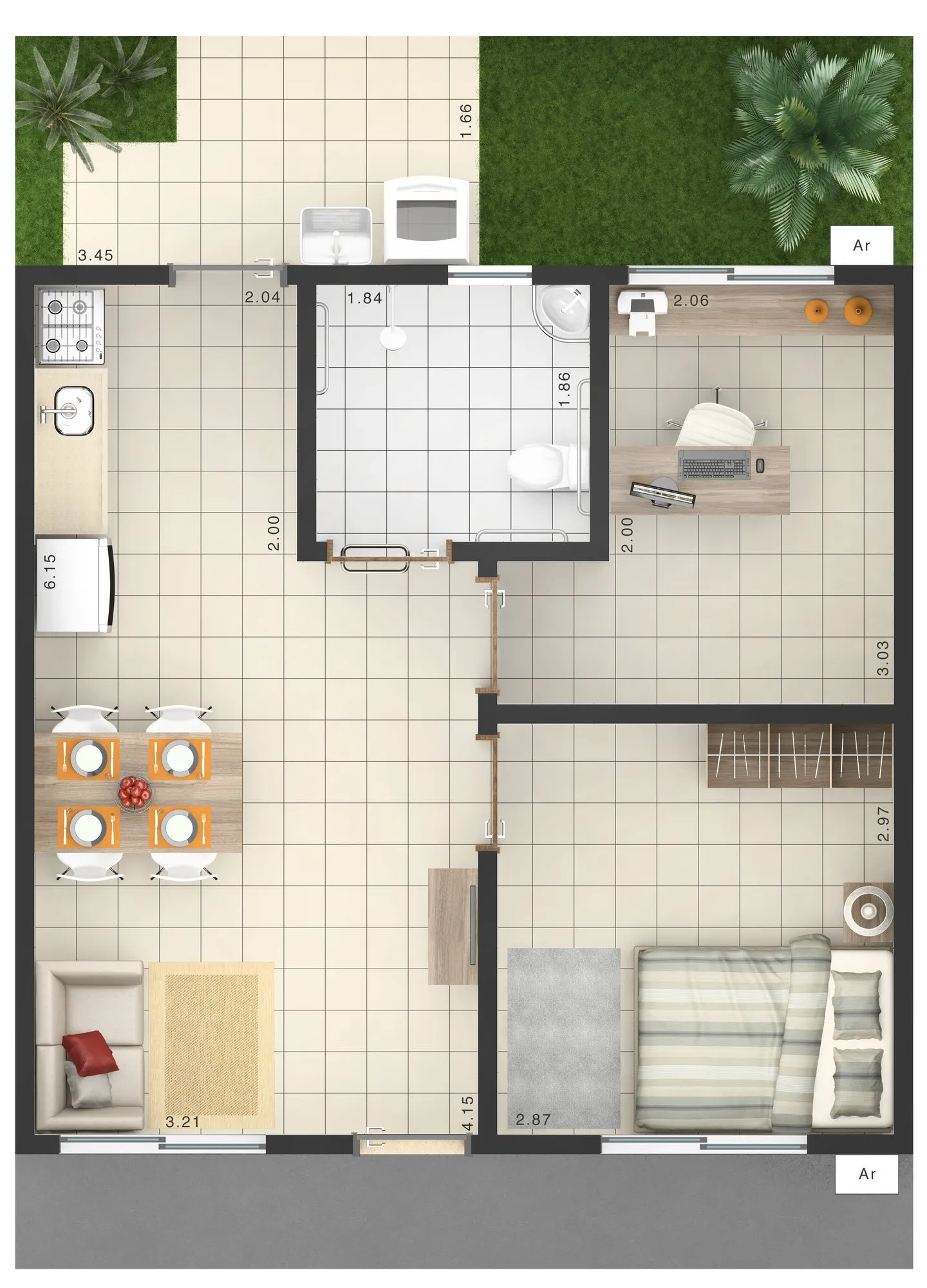 Planta baixa casa PcD: Smart Flores