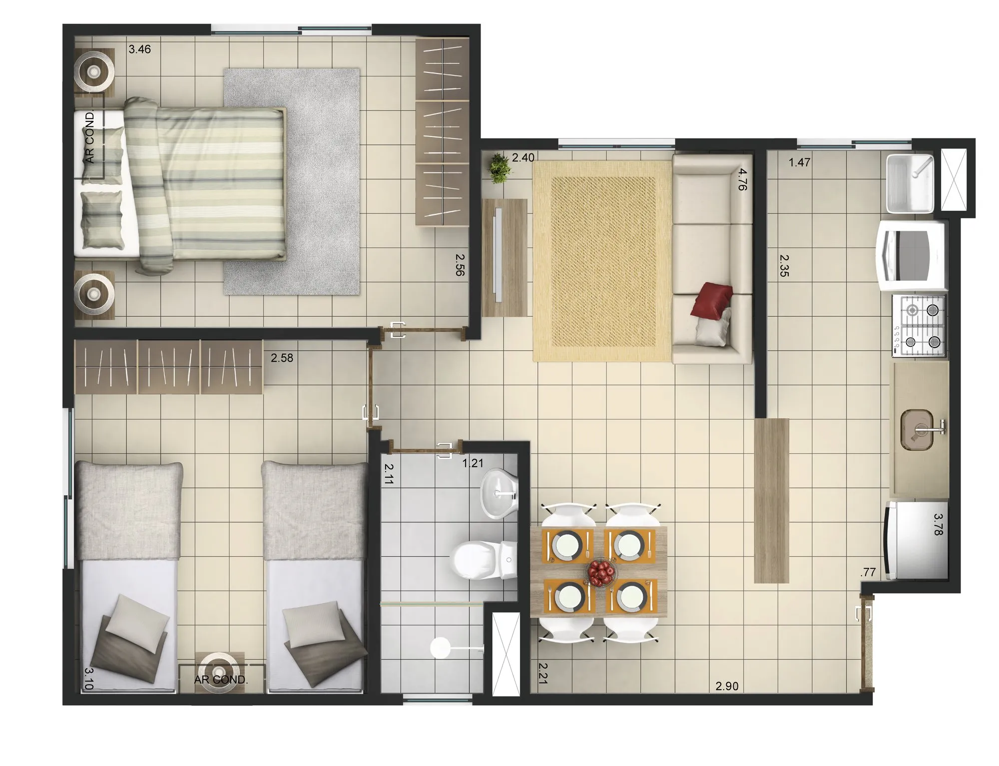 Apartamento sem garden com split: Smart Torquato