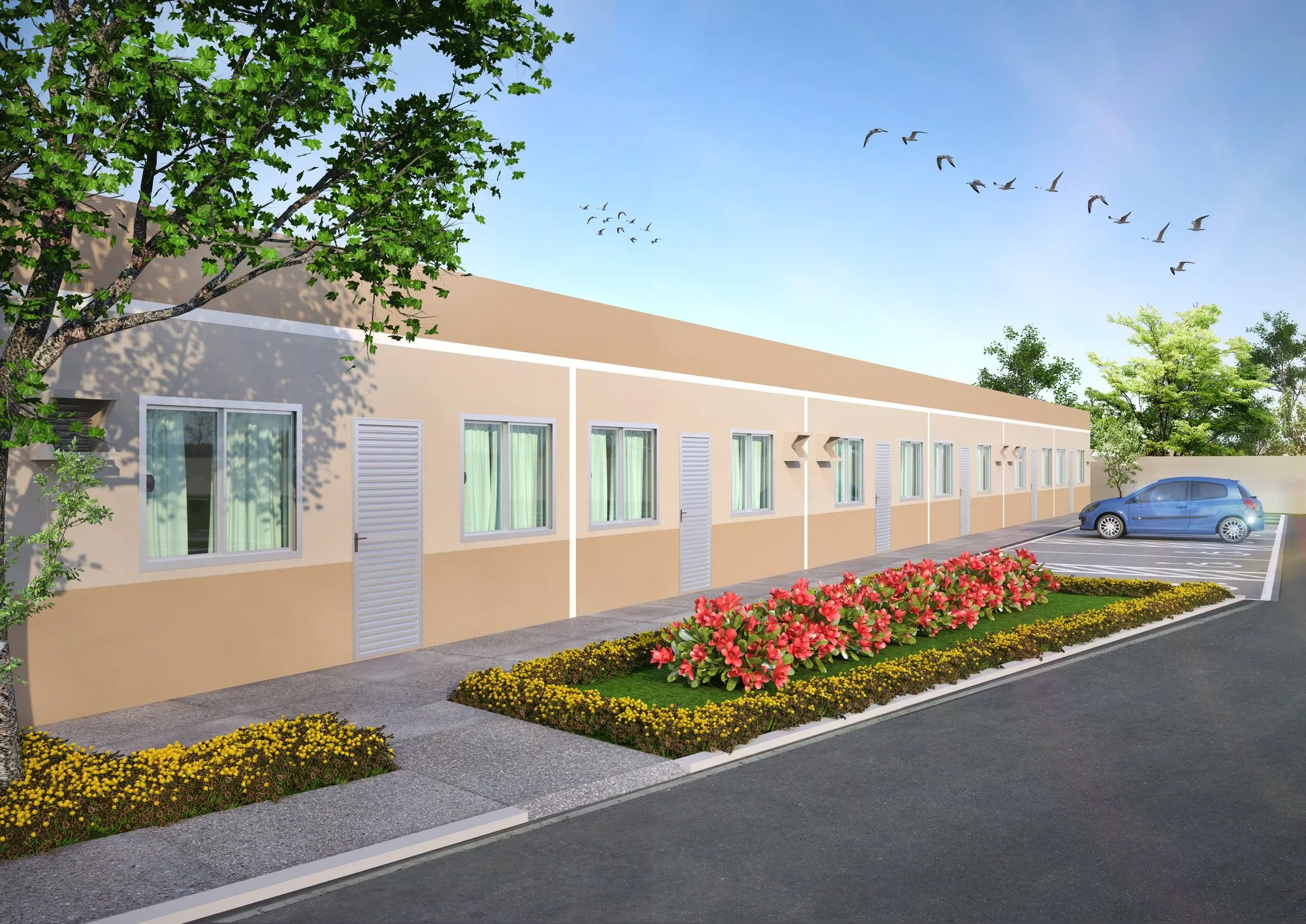 Fachada das casas geminadas para PcD: Smart Tapajós