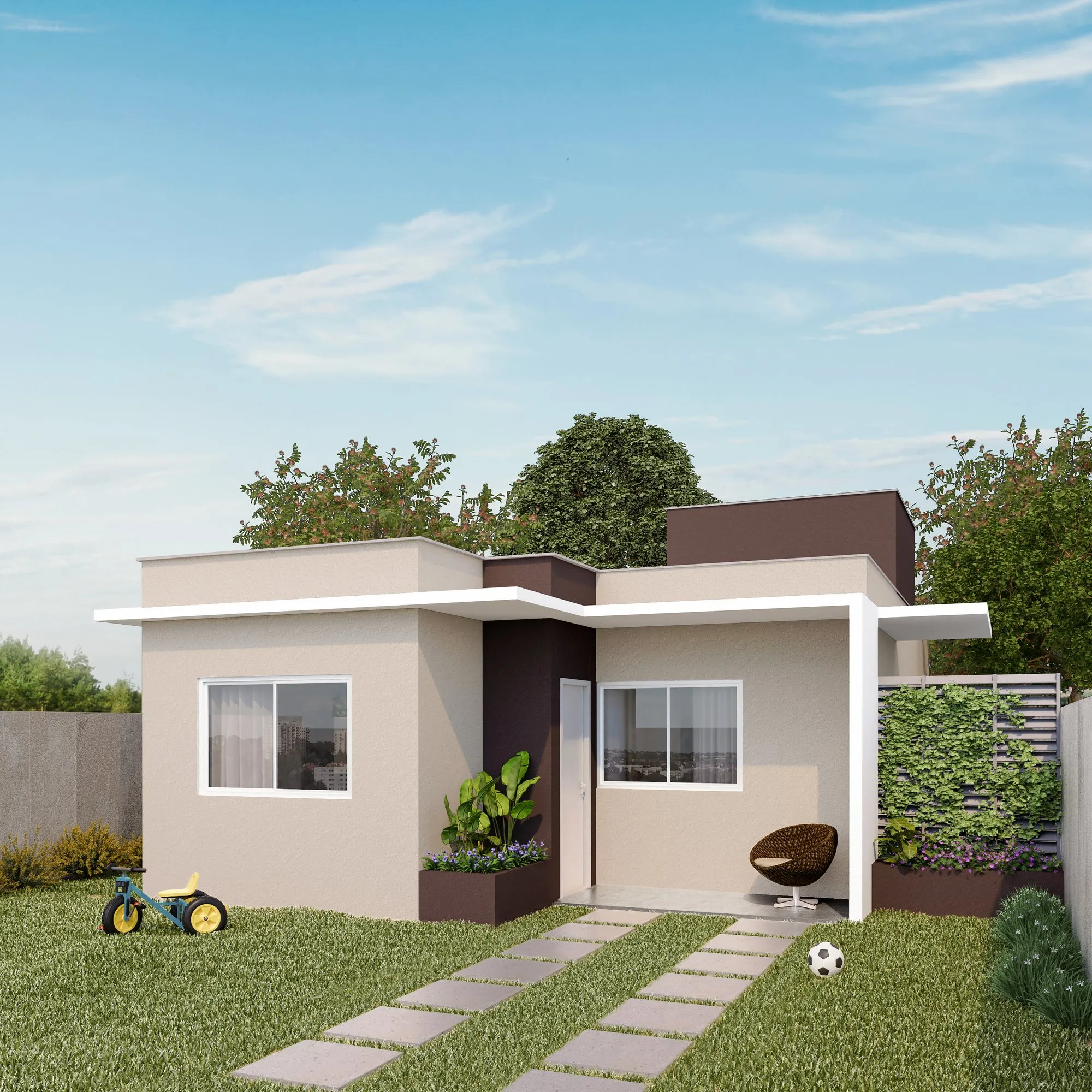 Casa de 45 m²: fachada de casa térrea