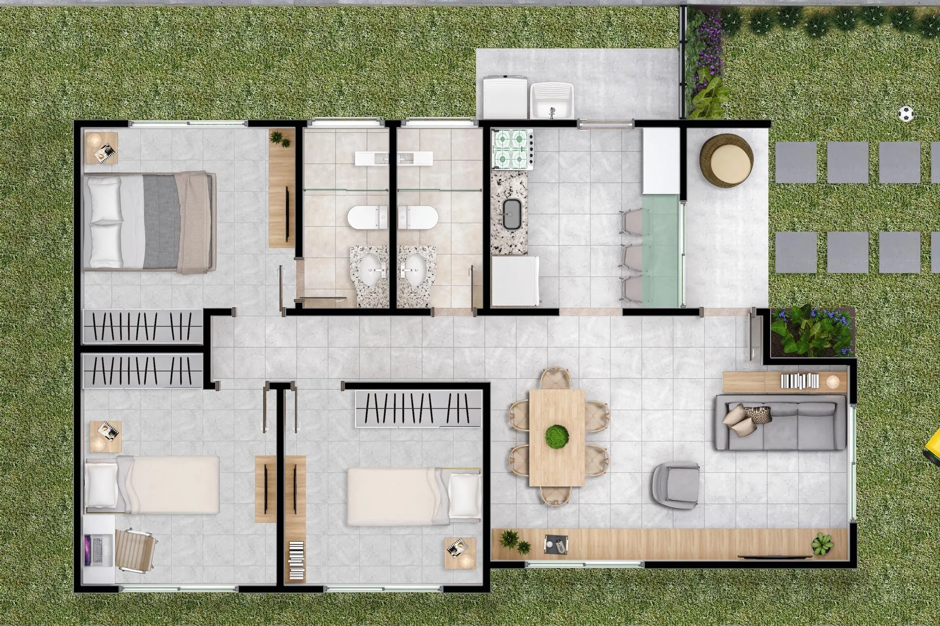 Planta da casa de 70 m²